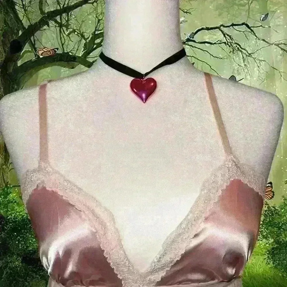 Y2k Satin Baby Pink Polka Dot Mini Slip - Picture 2 of 8